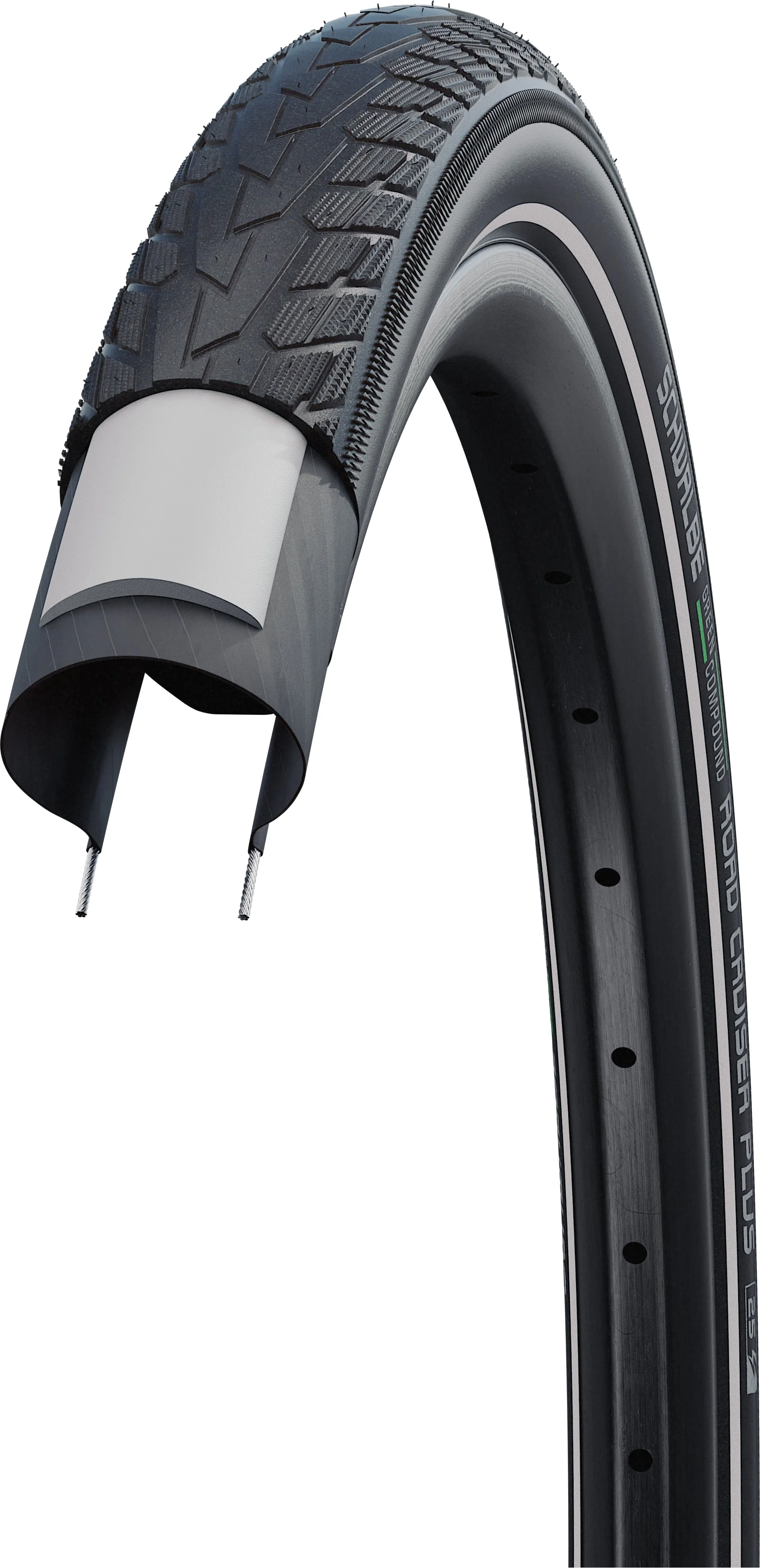 Schwalbe Road Cruiser Plus Drahtreifen 28x1.40" Active TwinSkin PunctureGuard E-25 Green Reflex schwarz - Image 3